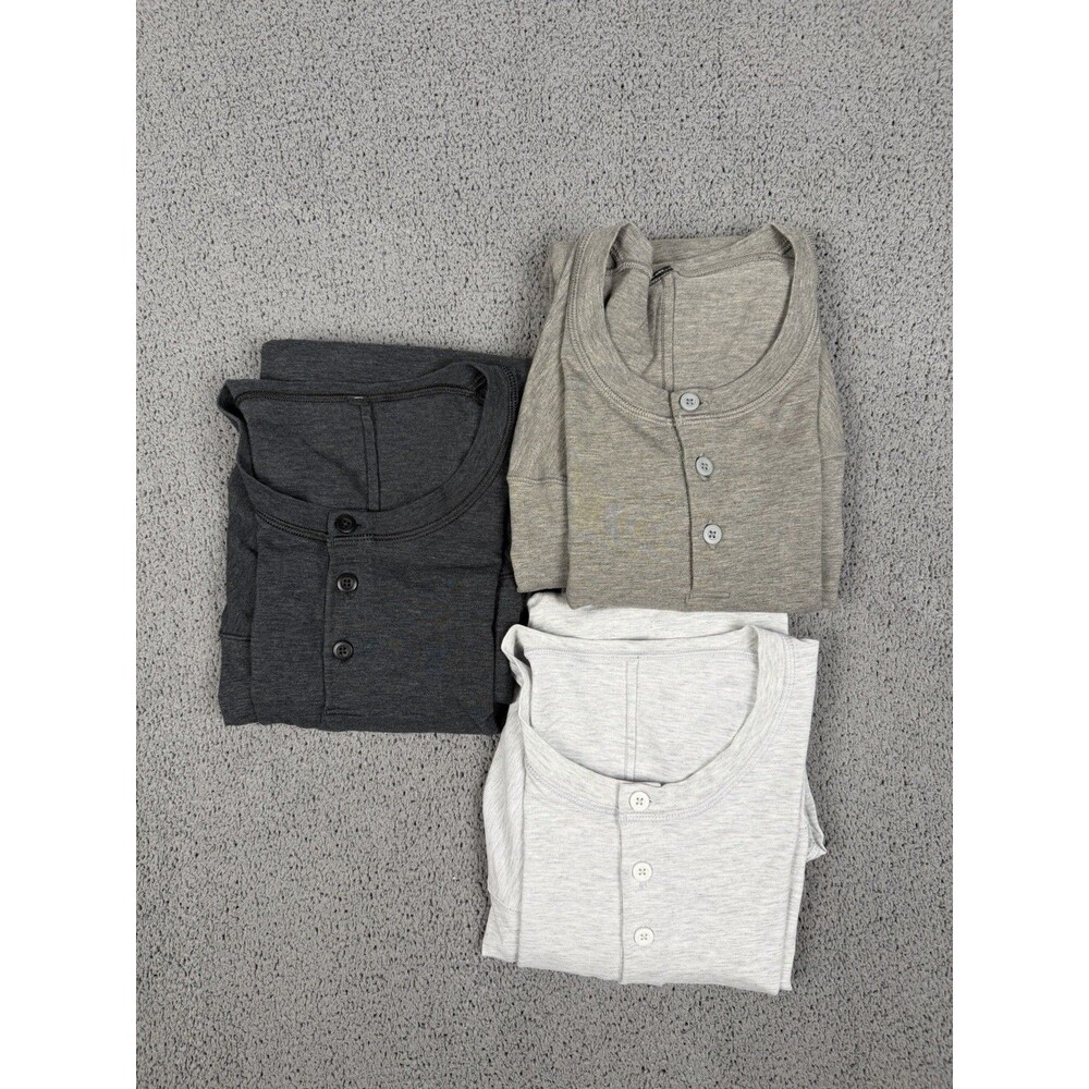 Lot of 3 Lululemon Henley Shirt Mens L Long Sleeve Performance Stretch Casual